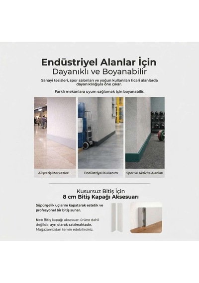 Espumo Kompozit Süpürgelik 8 cm Açık Gri | Suya Dayanıklı Parke Duvar Süpürgelik 2,40 m ESP202