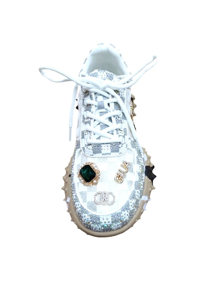 Guja 25y338-9 Kadın Taşlı Sneaker Ayakkabı Beyaz Siyah