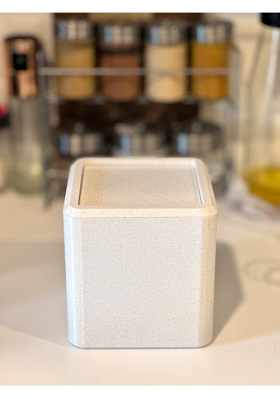 Modern Masaüstü Çöp Kutusu-mutfak-ofis-banyo -açılır Kapanır-mermer Beyaz-12,5x12cm Mermer