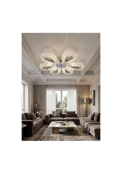 LumiaLighting Damla Model 6"lı Gümüş Kumandalı 3 Renk Modu Ledli Modern Plafonyer Salon Mutfak Çocuk Yatak Odası Led Avize