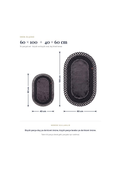 Banyo Paspası Takımı 60x100+40x60 Cm Dış Trikot Antrasit Gri & Siyah