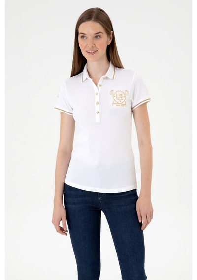 U.S. Polo Assn. Kadın Beyaz Polo Yaka Tişört 50300676-VR013