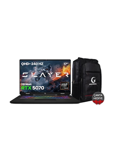 Game Garaj Slayer R9M3D XL-5070-C2 R9-9955hX3D 32 GB 1 TB SSD RTX5070 17" Free Dos Dizüstü Bilgisayar