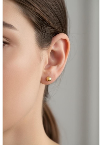 Çgk Çiğdem Gürel Kuyumculuk 14 Ayar 3mm Kalemli Top Altın Küpe Gold