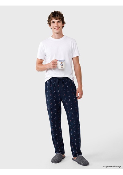 LC Waikiki Lc Waıkıkı Lacivert Regular Fit Baskılı Erkek Pijama Alt