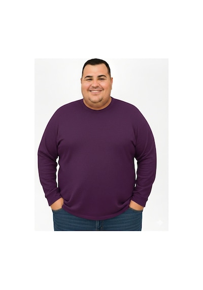 Sngl Tekstil Erkek Büyük Beden Oversize Uzun Kollu T-shirt 3xl 4xl 5xl 6xl 7xl 8xl 9xl Bordo