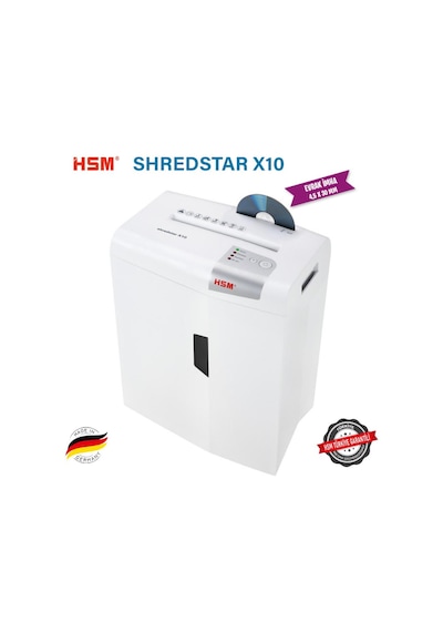 HSM SHREDSTAR X10 Evrak İmha Makinesi / Kağıt Kırpma Makinesi - CD İmha Makinesi - 4,5 x 30 MM - 20 L
