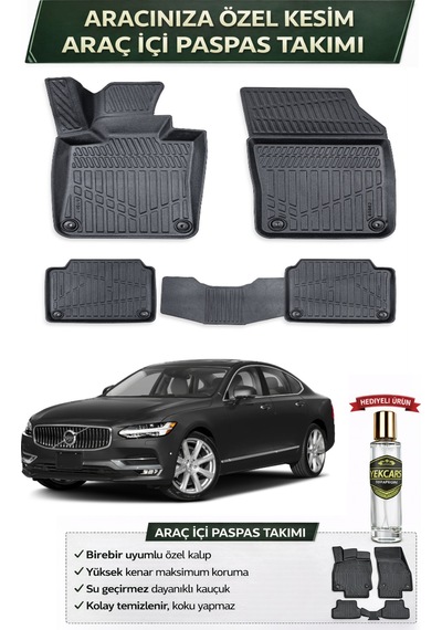 Volvo S90 2016 Model Aracınıza Özel Üretim Esnek Kauçuk Paspas Takımı