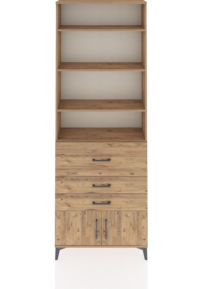 Arges Dolap 3 Raflı 2 Kapaklı Tek Askılı 88x30x243 Çam-çam Çam