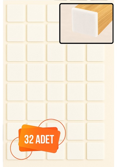 Yapışkanlı Mobilya Masa Sandalye Parke Zemin Ayak Koruyucu Kaydırmaz Keçesi 25 Mm 32 Adet Diğer