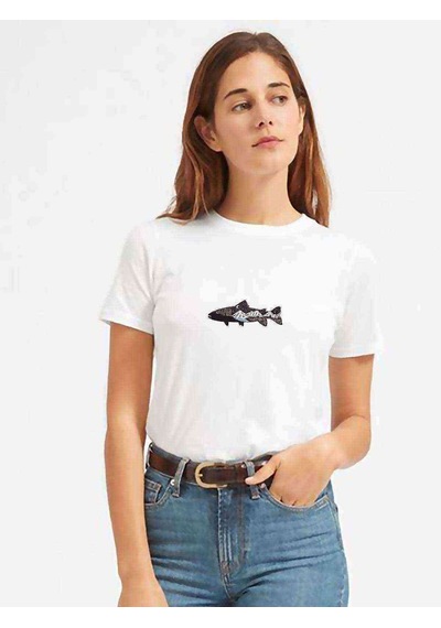 Silhouette Mountain Trout Kadın Beyaz Tshirt