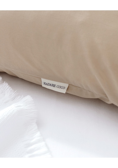 Madame Coco Manon %100 Pamuk Ranforce Düz Yastık Kılıfı Seti - Koyu Bej - 50x70 Cm 8684427294239 Çok Renkli