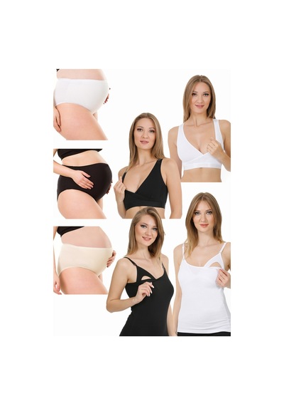 Parlingerie 7li Emzirme Hastane Seti Siyah-Beyaz