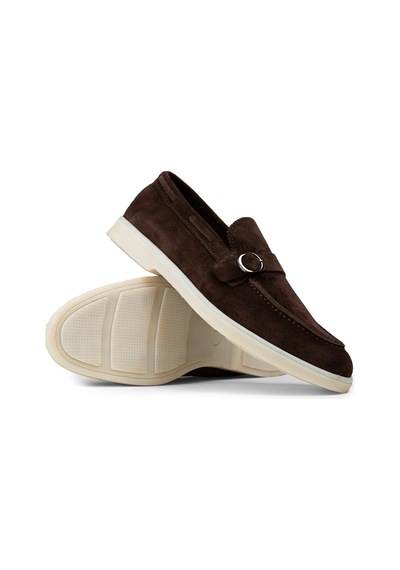 Deery Erkek Kahverengi Hakiki Süet Toka Detaylı Loafer - 02031mkhvc01 Kahverengi