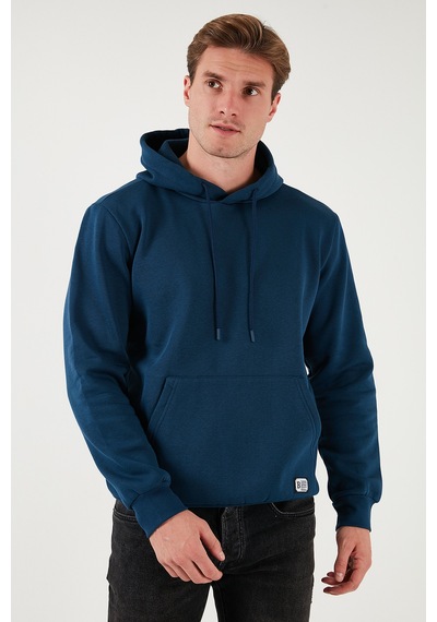 Buratti Regular Fit Kapüşonlu Kanguru Cepli Içi Tüylü Yumuşak Şardonlu Erkek Sweat 5905281 Indigo