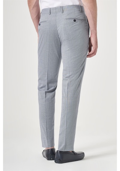 İmza Mavi Yan Cep Filafil Desen Slim Fit Esnek Pantolon 1003260152