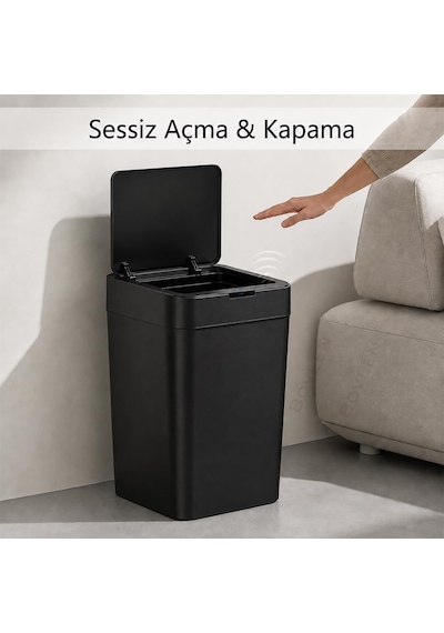 Tr Ultra Mega Boy Otomatik Hareket Sensörlü Çöp Kovası, Banyo Çöp Kovası, Çocuk Odası Çöp Sepeti, Çöp Kutu