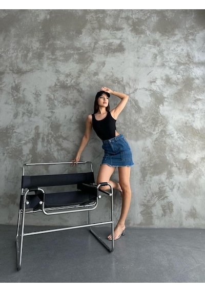 Kaizer Denim Laciver Kot Mini Etek Lacivert