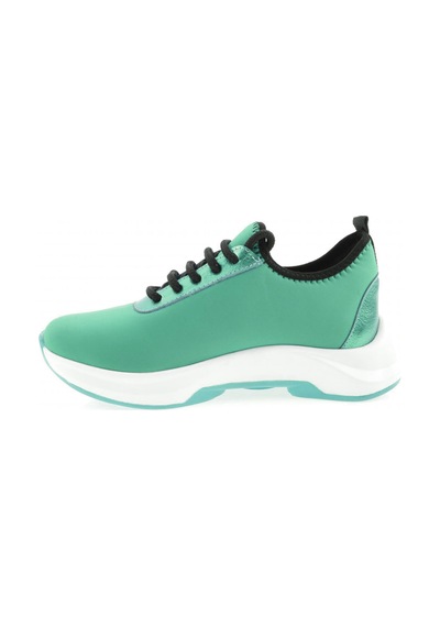 Dgn 1013-22y Kadın Bağcıklı Yan Sılver Taşlı Strech Kalın Taban Sneakers Ayakkabı Yeşil