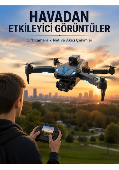 Katlanabilir Çift Kameralı Drone Uzaktan Kumandalı Hava Aracı - Lisinya