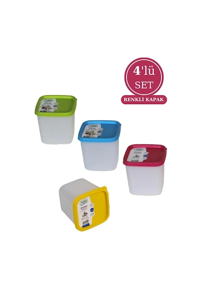 Flosoft 380 Ml Alaska Buzdolabı Dondurucu Erzak Gıda Saklama Kabı 4'Lü Set 4X380 Ml Çok Renkli