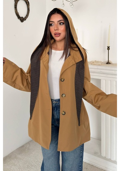 Alemdarshop Camel Kapşonlu Ceket