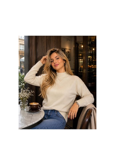 Hira Life Fashion Kadın Şık Tasarım Ve Yumuşak Dokulu Dik Yaka Triko Basic Kazak Bluz Bej Bej Hira Life Fashion Kadın Şık Tasarım Ve Yumuşak Dokulu Dik Yaka Triko Basic Kazak Bluz Bej Bej