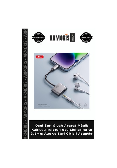 Özel Seri Siyah Aparat Müzik Kablosu Telefon Ucu Lightning To 3.5mm Aux Ve Şarj Girişli Adaptör