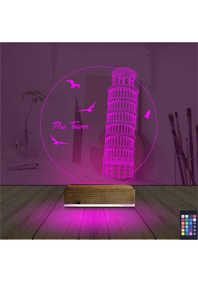 Luvivia Pisa Kulesi 3d Lamba - Masa Gece Lambası Şeffaf