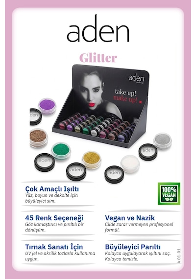 Aden Glitter Powder - Işıltılı Toz Heaven Lila 0