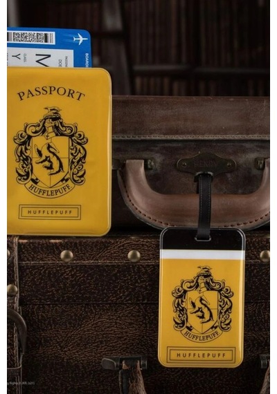 Cinereplicas Harry Potter Hufflepuff Pasaport Kılıfı Ve Valiz Etiketi Seti Kartlık Cüzdan Sarı