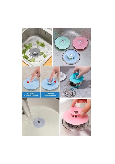 Seahome Silikon Lavabo Ve Küvet Tıkacı Süzgeç, 2 Fonksiyonlu Gider Kapatıcı Ufo Süzgeç 1 Adet Kd-00415 Diğer