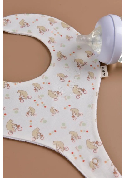 E&f Store Sıvı Geçirmez Emzik Tutucu Mama Önlüğü - Ayıcık Çok Renkli