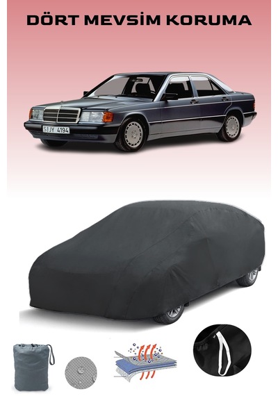 Siyah, Mercedes 190 W201 1982 - 1993, Araba Brandası, Oto Örtüsü, Araba Çadırı Siyah