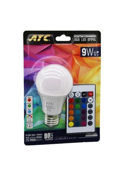Atc 9w Kumandalı Beyaz+rgb Led Ampul