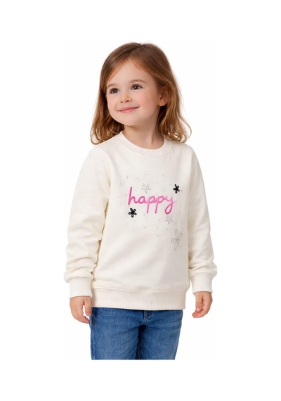 Kız Çocuk Happy Sweatshirt Bgl-st05270 Ekru