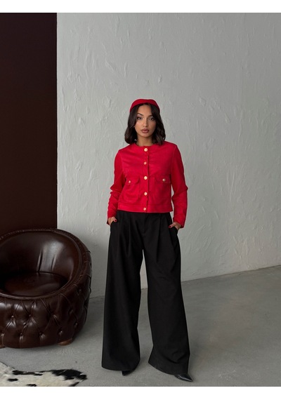 Verymoda Suet Cepli Ceket F1800 Kırmızı
