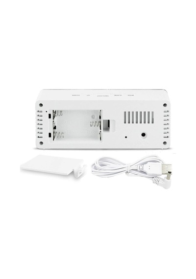 Gplus W561 Çift Alarmlı LCD Dijital Göstergeli Termometreli Aynalı Masa Saati