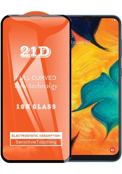 Samsung Uyumlu Galaxy A30 Ekran Koruyucu 21D Tam Kaplayan Kavisli