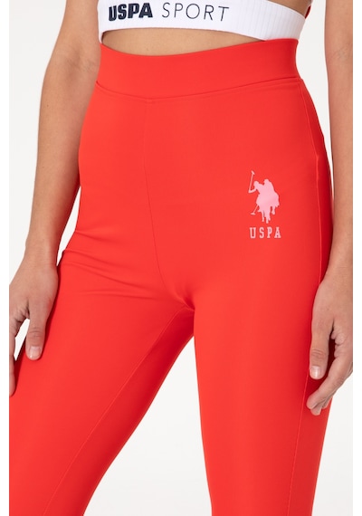 U.S. Polo Assn.  Kadın Kırmızı Yüksek Bel Tül Detaylı Spor Tayt 50300689-VR213