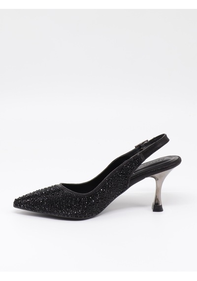 Nesilshoes Nesil Shoes Özma 404 Siyah Taşlı Topuklu Kadın Stiletto
