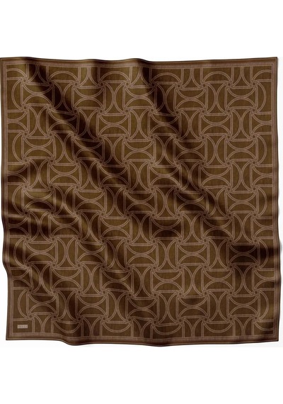 BELLİ Geometrik Desen İpek Twill Eşarp 4221d01 Acı Kahve