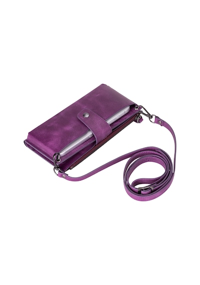 Bloominbag Lozan Strap Mulberry Velvet Gerçek Deri Çapraz Askılı Cüzdan Çanta Mor