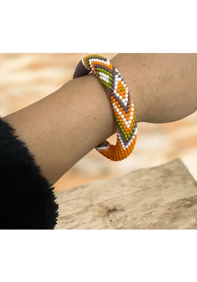Chichibeads Bohelia Bohem Bileklik Turuncu Beyaz Yeşil