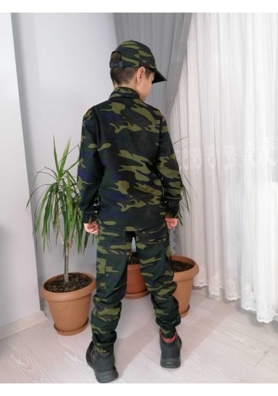 Vepaş Çocuk Komando Asker Kamuflaj Takımı Koyu Yeşil