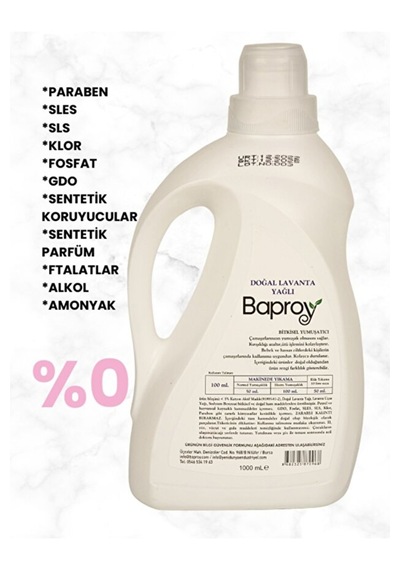 Baproy Bitkisel Çamaşır Deterjanı 1 Litre + Bitkisel Çamaşır Yumuşatıcısı Doğal Lavanta Yağlı 1 Litre 2 L