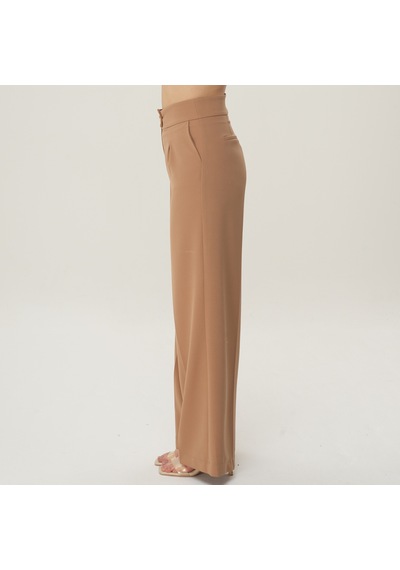 Deryam Tekstil Geniş Paça Kadın Pantolon Kahverengi