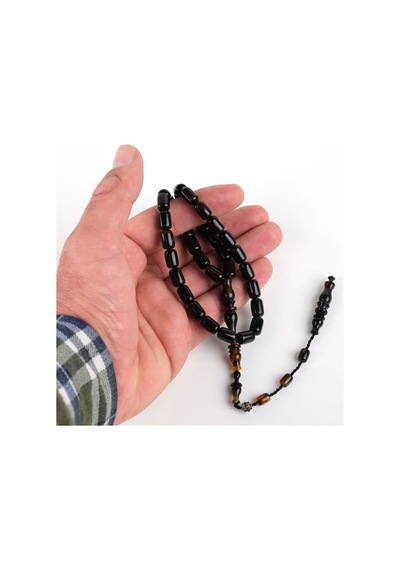 Kaplumbağa Kabuğu Bağa Kapsül Kesim 7x11mm Tesbih - Siyah Siyah