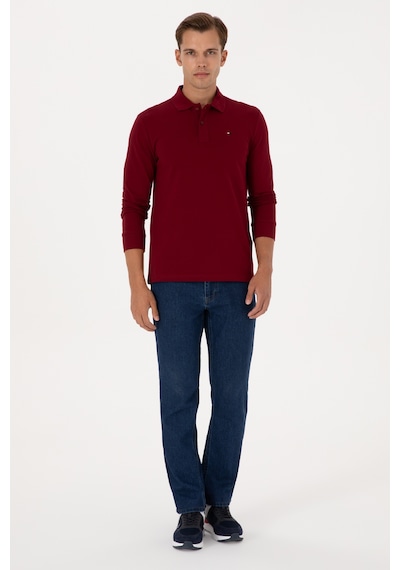 U.S. Polo Assn. Erkek Regular Fit Polo Yaka Bordo Basic Sweatshirt 50315941-VR014