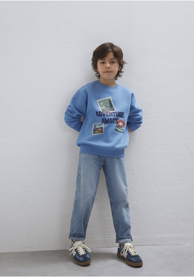 Mavi - Adventure Awaits Baskılı Mavi Sweatshirt 6s10146-70724